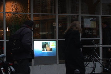 Walem Cafe Window and Pedestrians